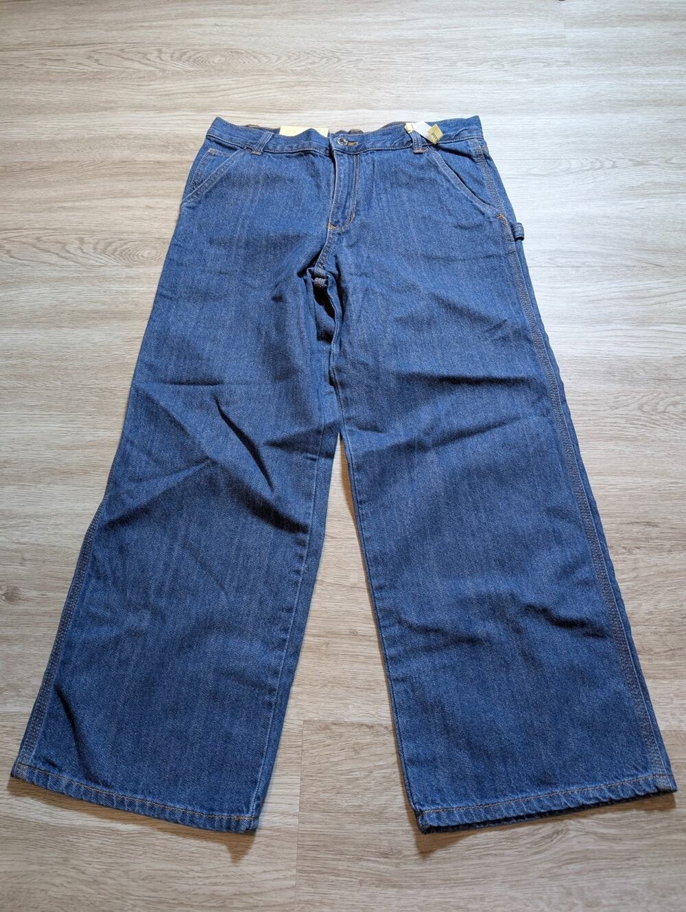 NWT Vintage Faded Glory Carpenter Jeans Boys 12 Husky Y2K Baggy Wide Leg Denim